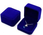 Blue Flocked Jewelry Velvet Box Bracelet / Ring Glossy Varnishing Gift Boxes
