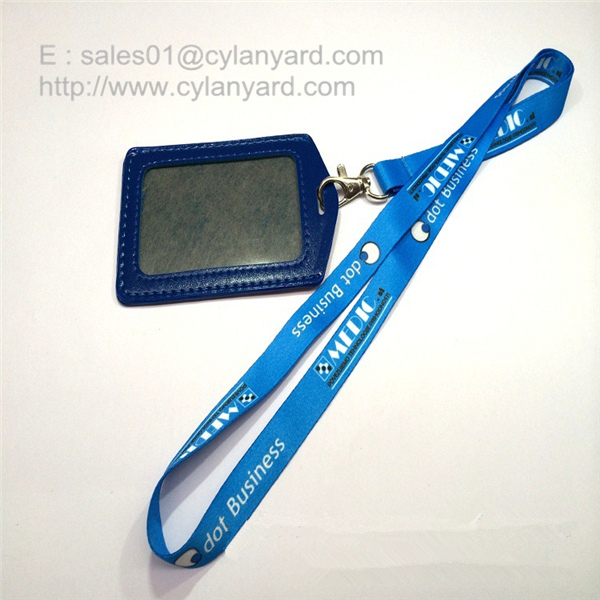 Dye sub printed lanyard with leather badge