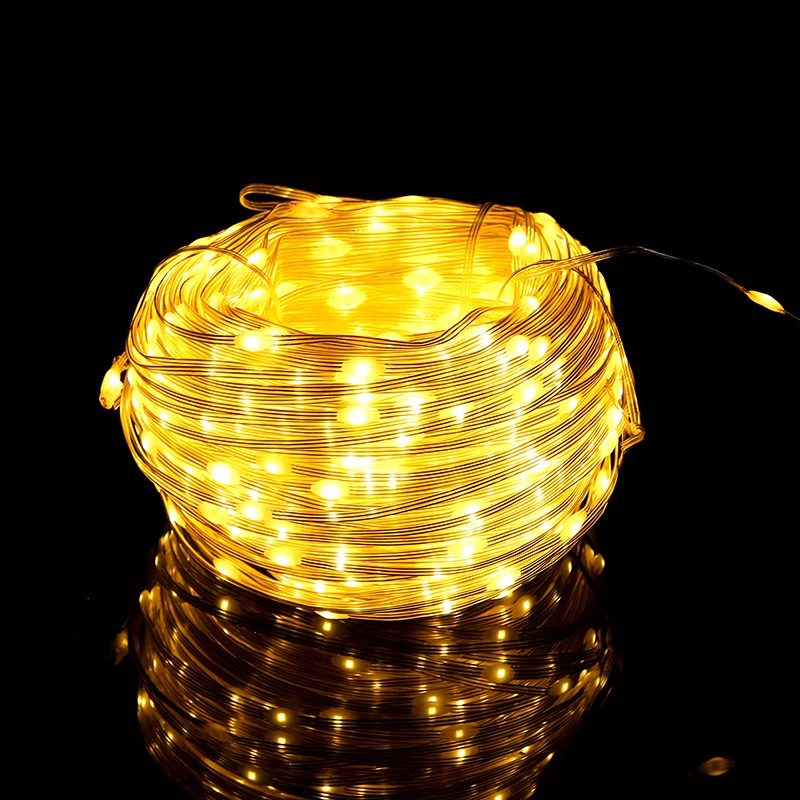 10/20/30M Solar Tube Rope Strip String Lights 8 Modes Christmas LED Fairy Light Outdoor Garden Patio Copper Wire Garland Light