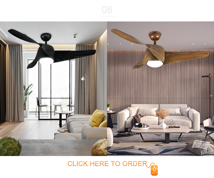 Home Office Fan Diameter 52 Inch with LED Lights and Decorative 3 Wooden Color Blades
