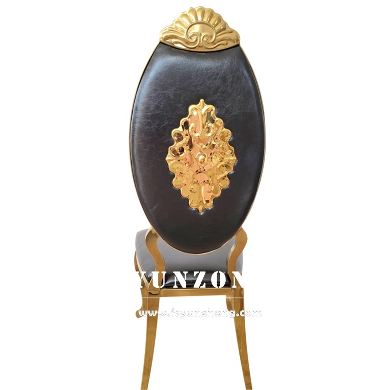 Luxury Hotel Restaurant Metal Chair Crown Design Golden Stainless Steel Royal Wedding Chair