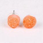 Natural druzy fancy cute small charms post stud earrings stainless steel ear