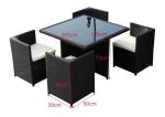 Outdoor Square Rattan Garden Dining Table With Glass Top Weatherproof