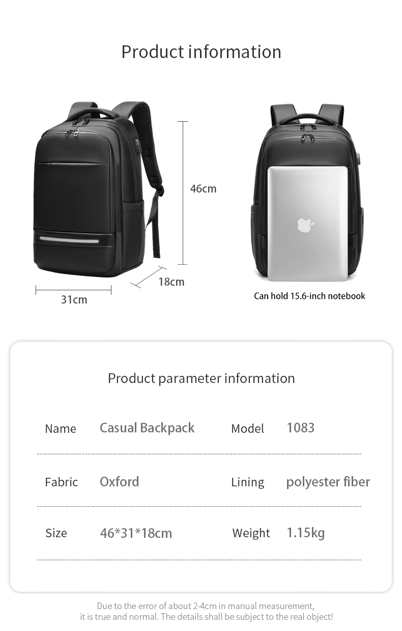 Factory high quality mens bag custom logo usb waterproof travel backpack bag Laptop Backpack