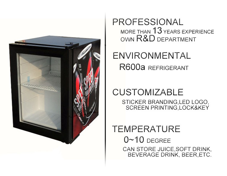 21L top single glass door beverage hotel mini fridge SC21