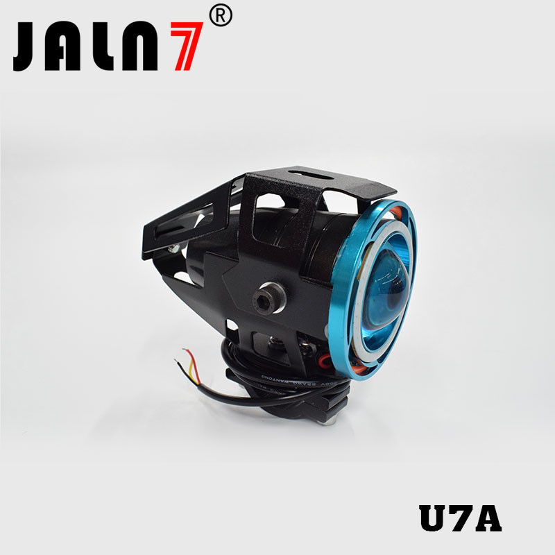 Motorcycle Headlight Led JALN7 U7A 15W Fog Driving Running Light with Angel Eyes Lights Ring Front Strobe Flashing