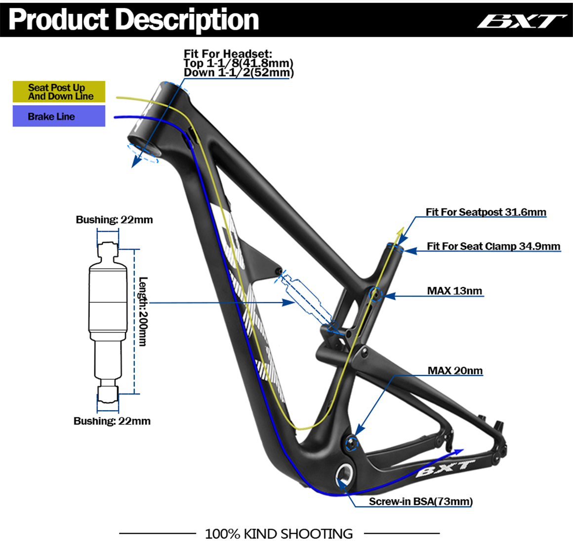 Suspension Carbon Hardtail Mountain Bike Frame MTB 29er Boost Hardtail Frame Travel 150mm
