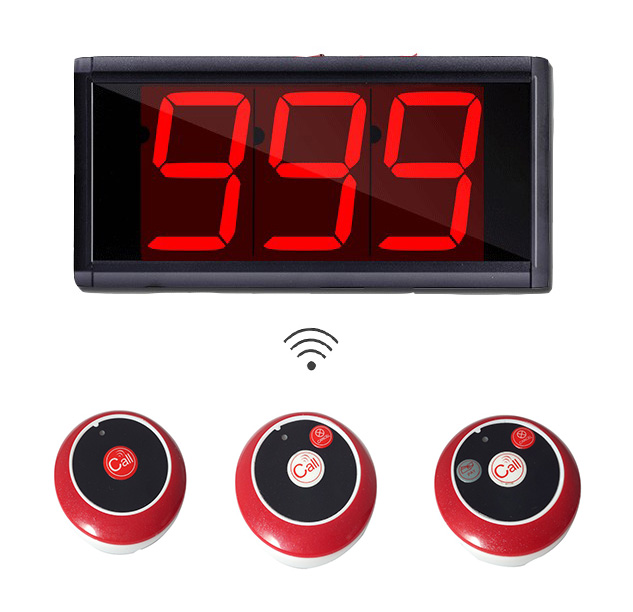 Best price 433.92MHz wireless pager system slim button and display receiver for restaurant