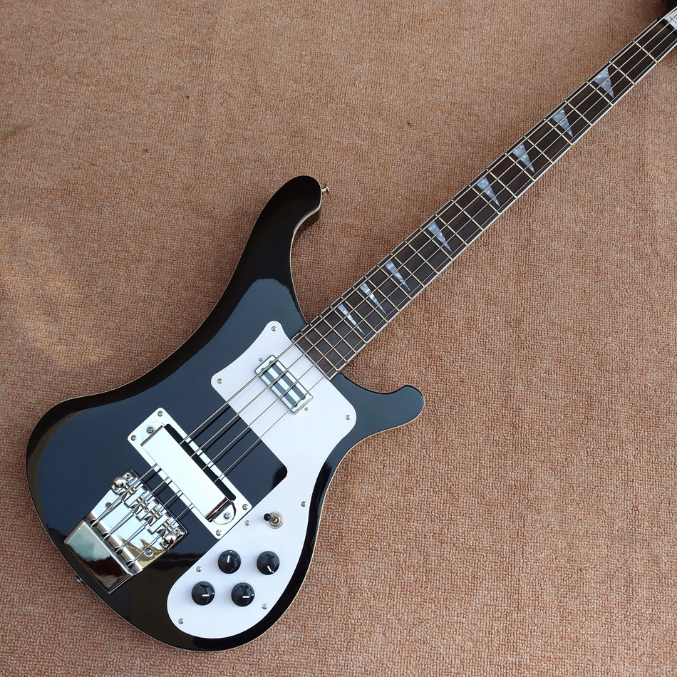 2018 Best Bass Top quality Rick 4003 model Ricken 4 strings Electric Bass guitar in black color, Chrome hardware