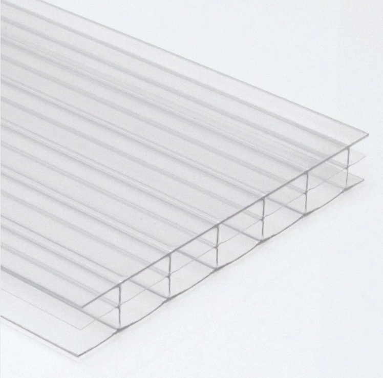 5mm Clear Twin Wall Polycarbonate Hollow Sheet 100% Virgin With UV Coating
