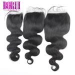 Body Wave Raw Virgin Human Hair Transparent Lace Closure Natural Color Free Part