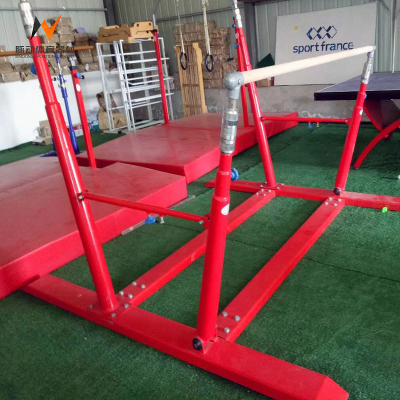 Kids Gymnastics Training Equipment Outdoor Uneven Bars with Extension Legs in Red