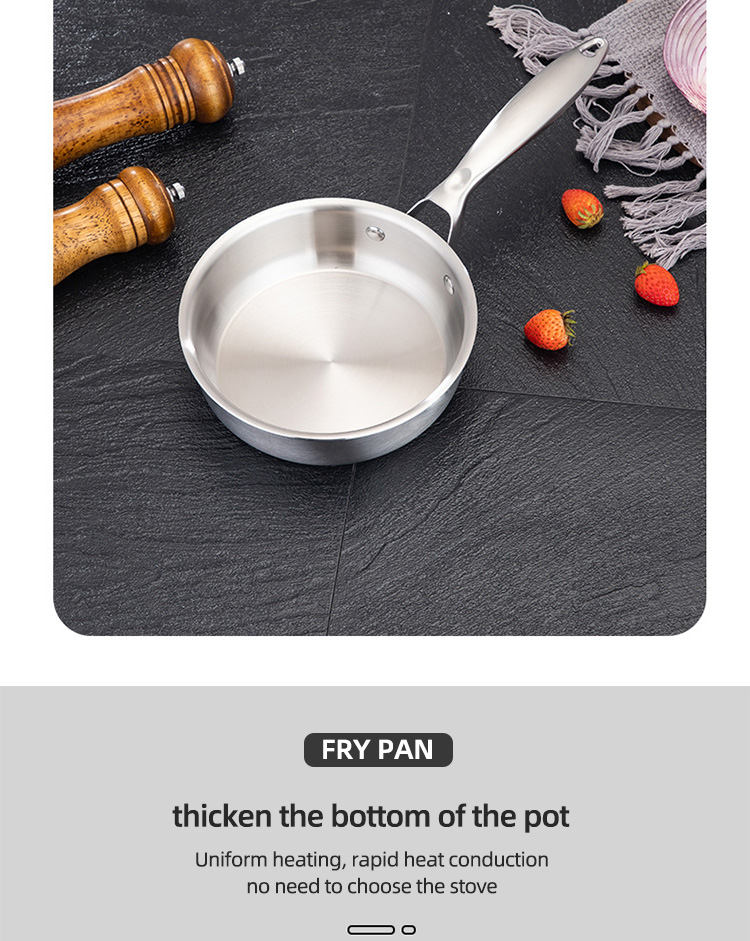 Wholesale Modern Panela 304 Stainless Steel Cookware Gas Induction Fry Pan With Anti-Heat Handle