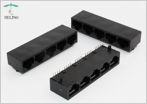 Quality Black Housing Modular Jack 1 x 5 Ports RJ45 Multiport Connector For PC Motherboard / Card wholesale