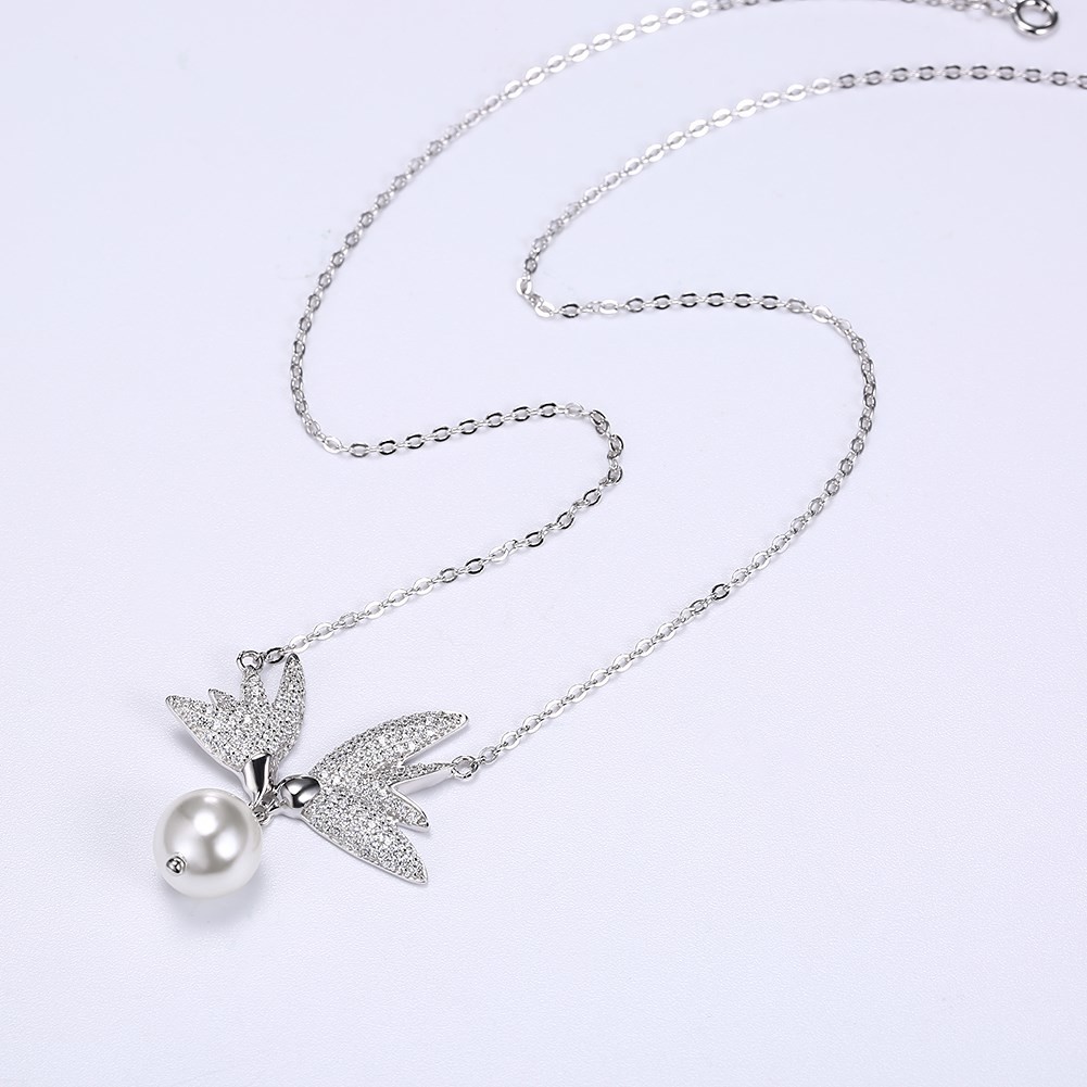 10mm Freshwater Pearl Butterfly 14.7'' 6.1g Chain Sterling Silver Jewelry Necklaces