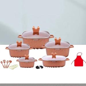 Quality Wholesale Hot Selling White Kitchen Cooking Square Pot Sets Aluminum Non-Stick Cookware Pot Sets wholesale