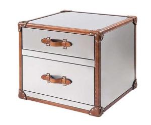 Quality Aviator Vintage Table 2 Drawers Side Table With Leather Side wholesale