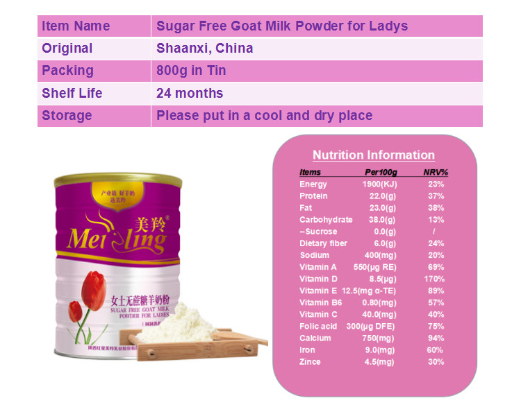BRC EGF Fat Filled Women Goat Milk Powder Non Sucrose