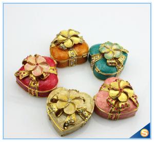 Quality Shinny Gifts Enamel Heart Shaped Metal Trinket Box For Wedding Gifts SCJ388-2 wholesale