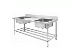 Quality Hotel Stainless Steel Catering Equipment Sink Worktable Brake With Wheel Square Legs wholesale