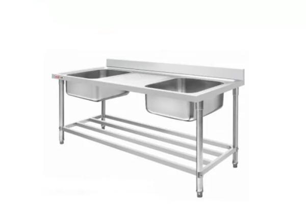 Hotel Stainless Steel Catering Equipment Sink Worktable Brake With Wheel Square