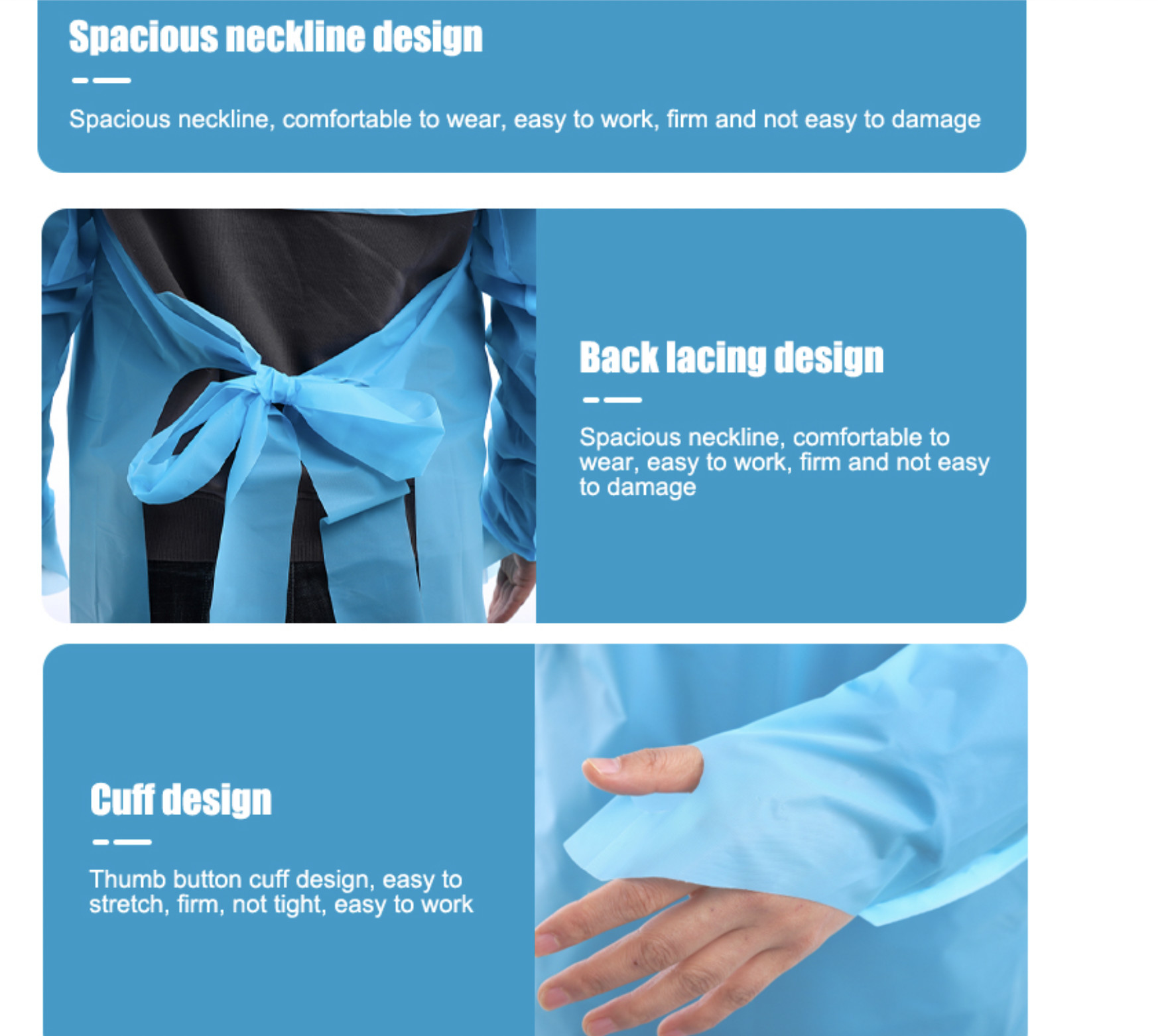 Premium CPE Gowns with Elastic Waistband, Size 125*190cm & 140*205cm, for B2B Buyers