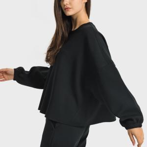 Quality Women Crewneck Long Sleeve Casual Tops Workout Black Hoodies Pullover wholesale