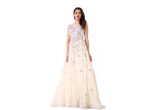Quality Flower Embroidery Ladies Evening Dresses , Saudi Arabic Maxi Party Dress wholesale