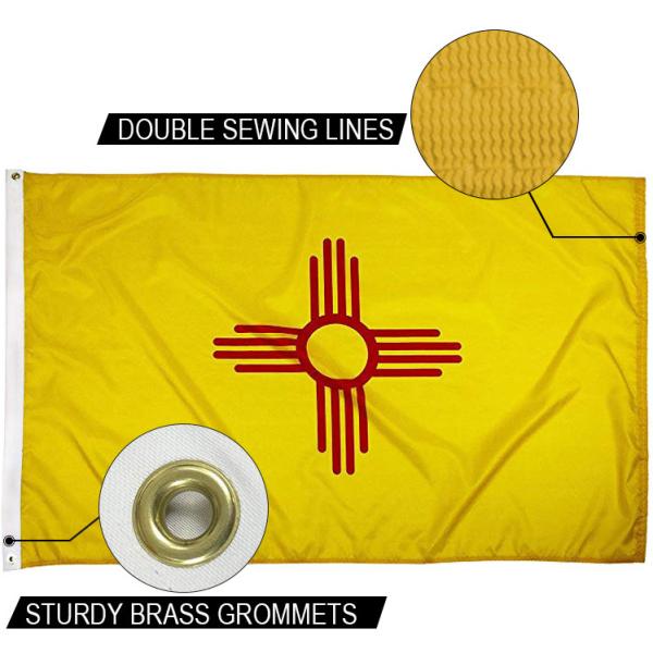 Nm Flag State Of New Mexico Flag 3x5 Ft Outdoor Strong Canvas Heading And Brass