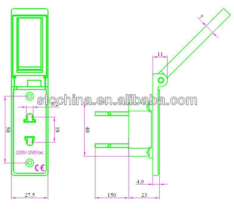 Shaver Socket for mirror of bath room, CE Certificate Waterproof Plastic 2 Pins Outlet