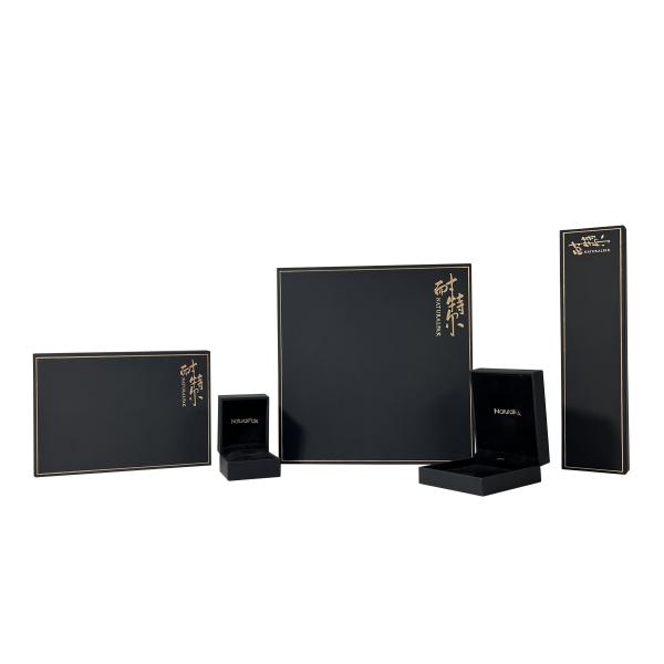 Soft Leatherette Paper Luxury Jewelry Packaging Boxes Chinese Font Logo Jewelry