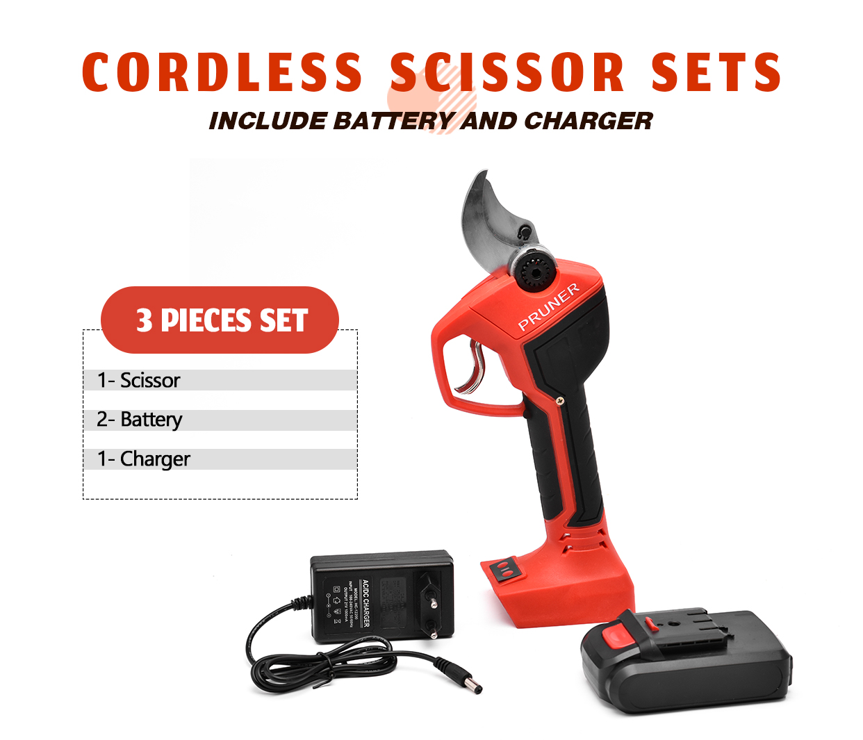 DC 21V Electric Pruning Shears 1.2in Tree Branch Cutter Battery Operated 28N.M