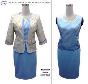 Quality Hot sale Rose-patterned jacket woman skirt suit 3-pcs Light bule / Camel wholesale
