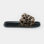 Lady Indoor/Outdoor Slide , Lady Faux Fur Slide , Lady Leopard Faux Fur Slide