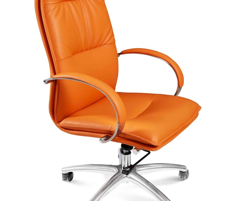 40HQ Ergonomic Leather Executive Mid Back Revolving Chair Height Adjustment SGS