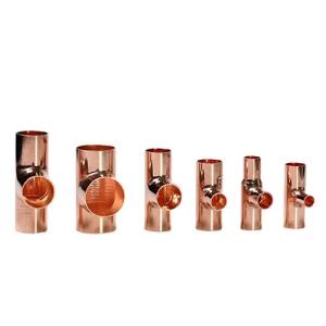 Quality Plumbing Red Copper Pipe Fittings ASME B16.22 Polished Round Equal Tees wholesale