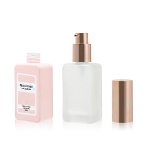 Quality Lotion Pump Glass Foundation Bottle Gold Square Skin Care Cosmetic Packaging 35ml wholesale