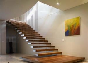 Quality Walnut Wood Treadsmodern Floating Stairs Cable Railing Residential Usage wholesale