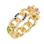 925 Sterling Silver Eternity Link Chain Band Women Rings Classic Cuban Style