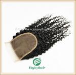Lace top closure 5''x5'' ,brazilian virgin hair natural color deep curly 10''-24