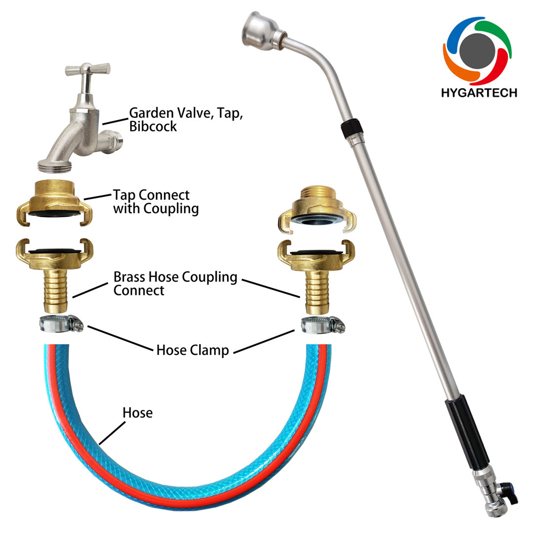 Telescopic Soft-Rain Spray Lance W/ Brass Ball Valve