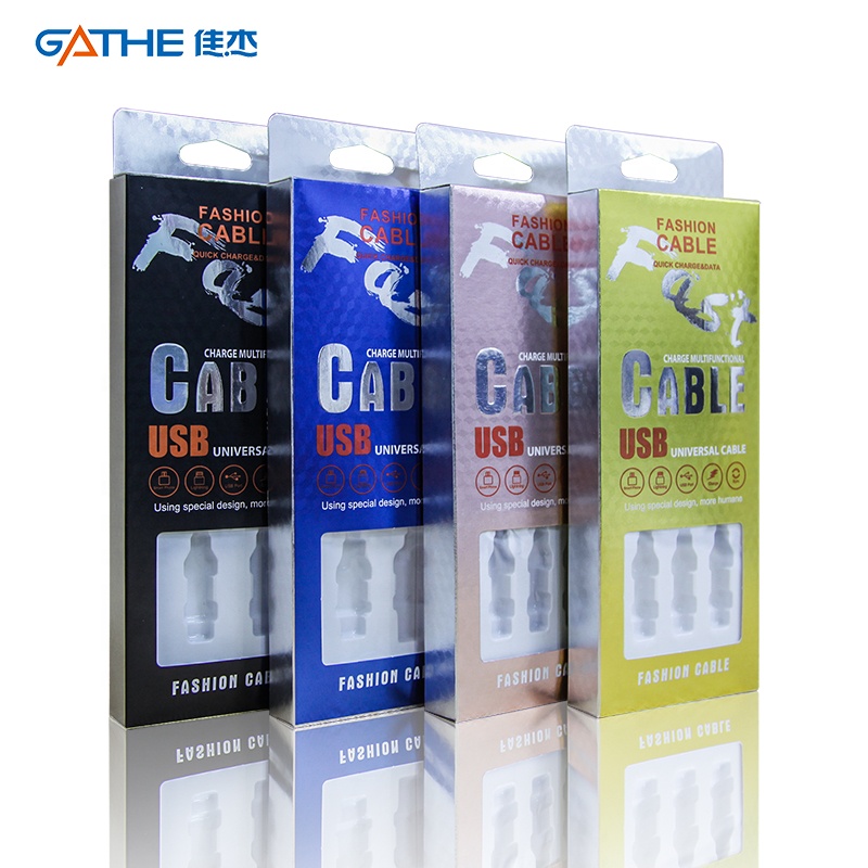 USB Charging Data Cable Packaging Box Custom C1S Art Paper With Blister