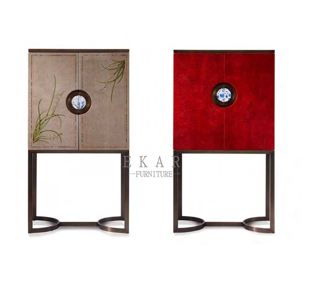 Antique Style Furniture With Metal Base Storage Cabinet W003H16