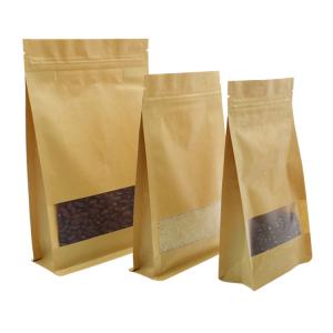 Quality Window Food Flat Bottom 900g Kraft Paper Pouches wholesale