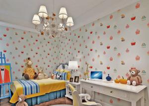 Quality White Embossed Non Woven Kids Bedroom Wallpaper Cake Pattern Fireproof wholesale