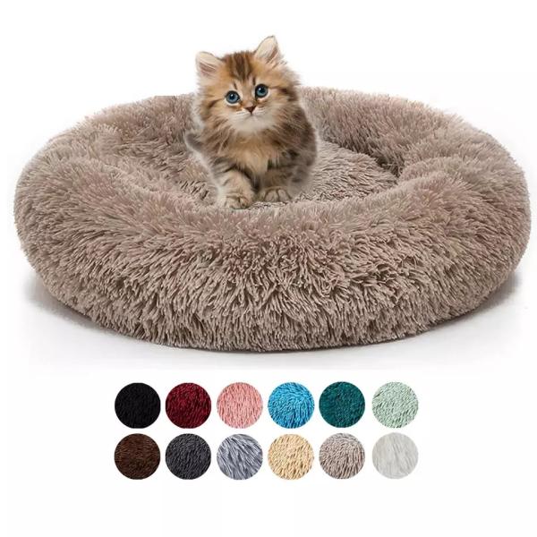 Luxury Foldable Padded Dog Cat Bed Memory Foam Nordic Kennel Round Soft Flannel