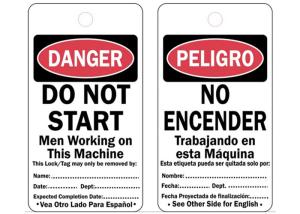 Quality Danger Bilingual Lockout Plastic Safety Tag Cardstock System Protect Tag Out wholesale