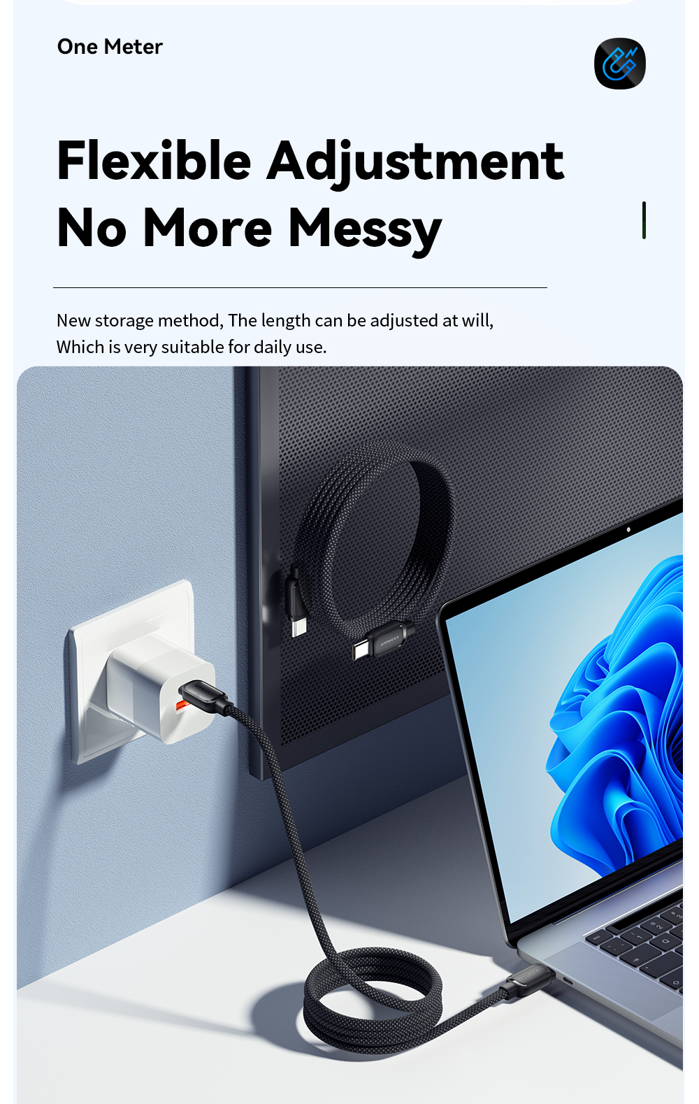 Fast Charge Magnetic Absorption Cable USB C to USB C Cord 60W 100W ES-X56 Series