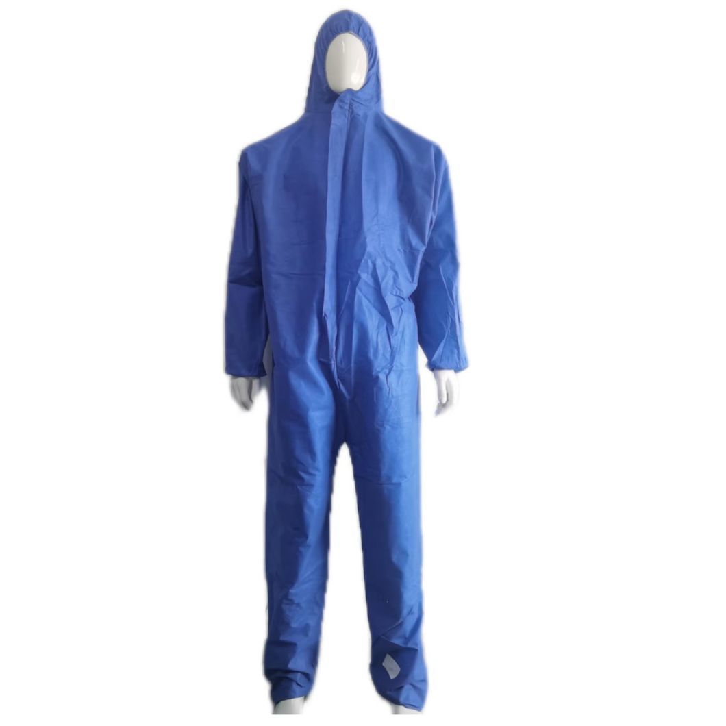 Disposable Overall Taped Seam Hazmat PPE Kit Waterproof Comfortable Hooded SMS Coverall