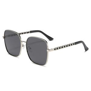 Quality 144mm Women Polarized Sunglasses , Metal Rim Sunglasses Chain Mirror Legs wholesale